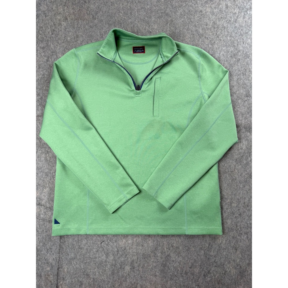 UNTUCKit 1/4 Zip Pullover Men Med Green Poly Spandex Golf Active Classic Flaws